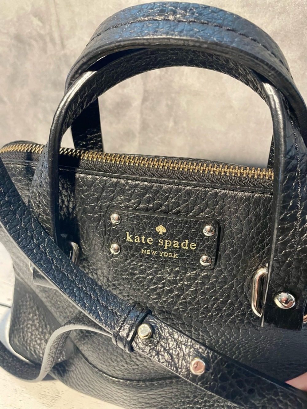kate spade Black Pebbled Leather Satchel with Crossbody Strap - Picture 3 of 15